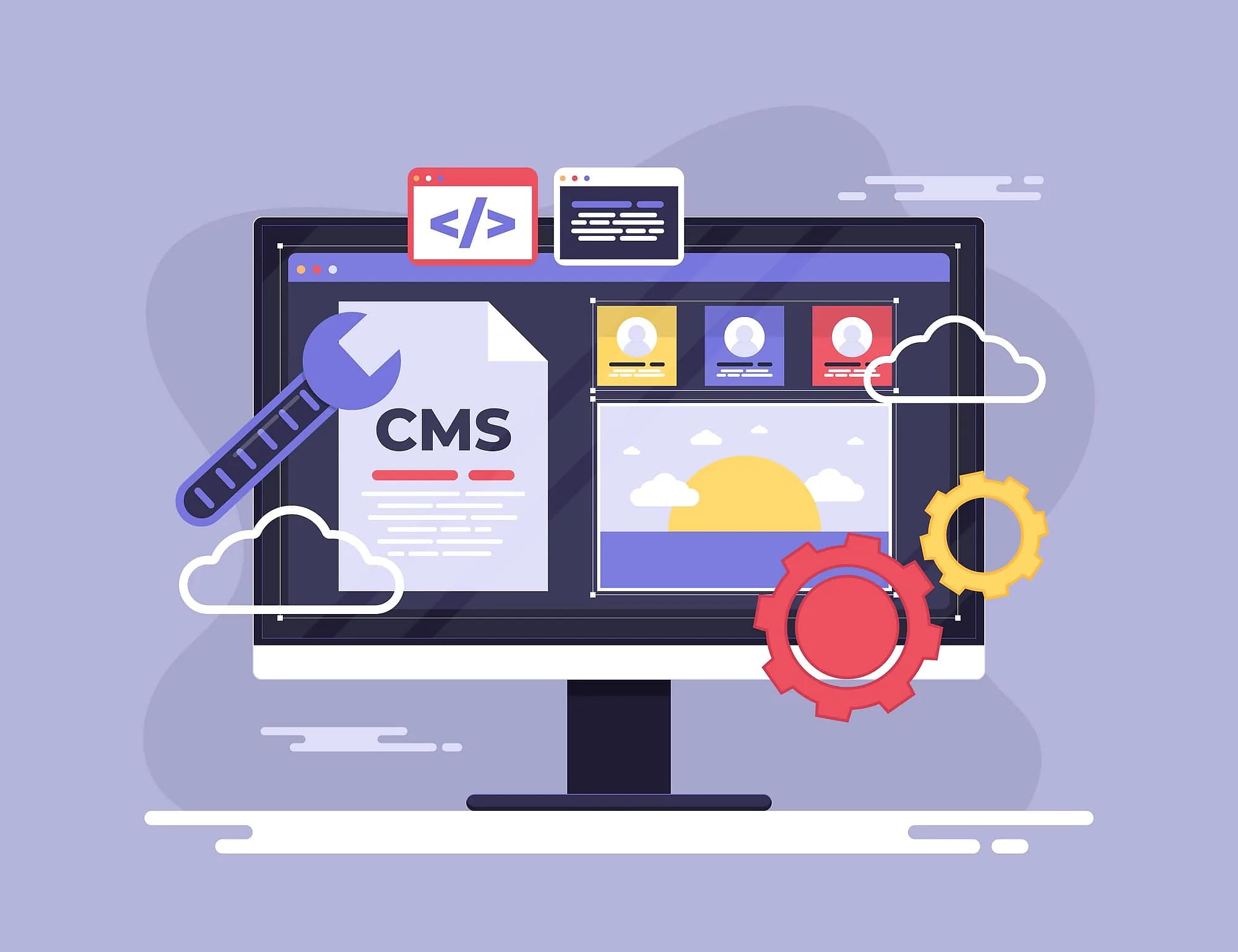 Illustration of a content management system editing a published page