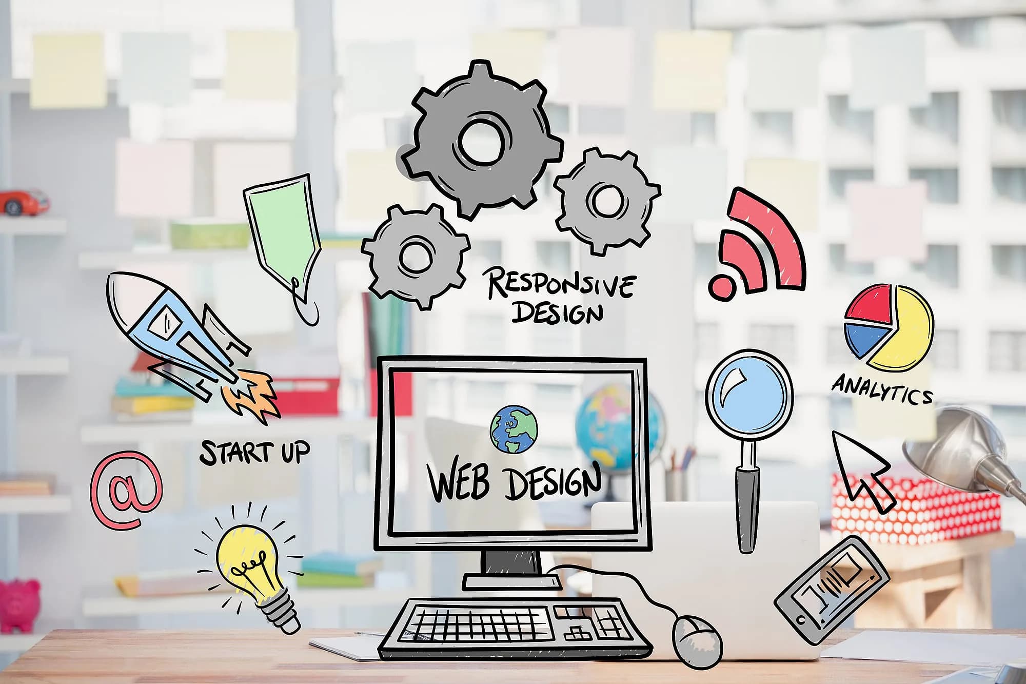 Sketched concept board for a responsive website design