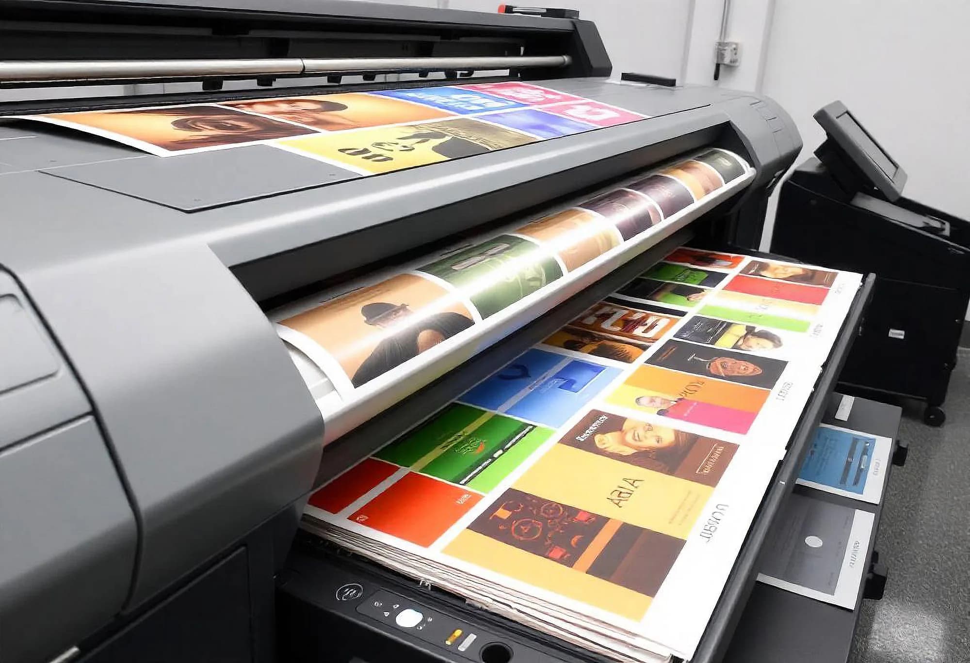 Large-format press printing full-color magazine pages